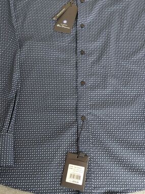 NWT Ben Sherman Men’s Slim Fit Stretch Paisley Button Down Shirt Navy L